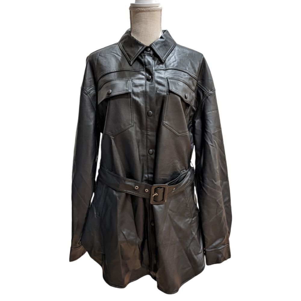 Sanctuary Women's Black Faux Leather Coat Size M